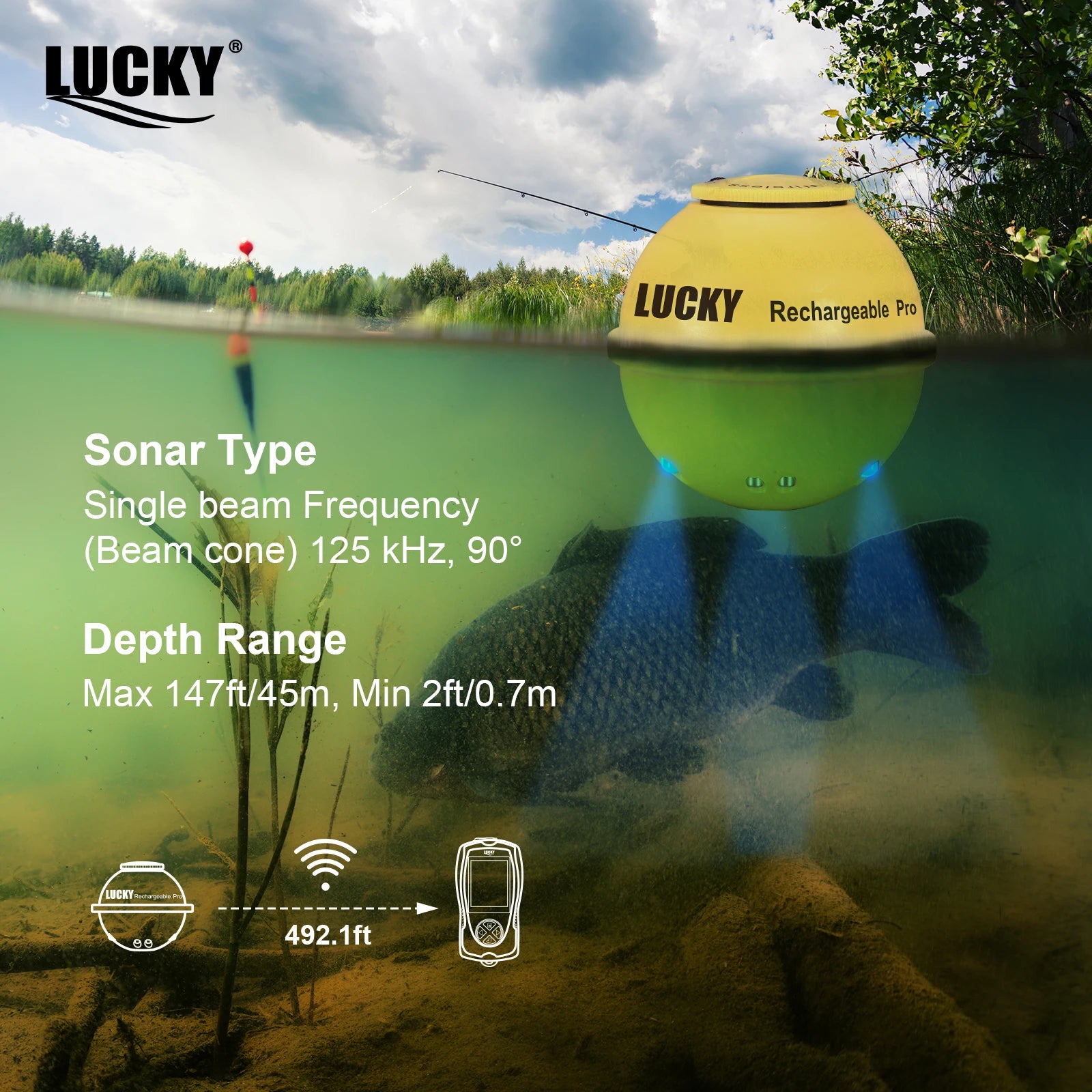 Sonar sans fil rechargeable pour la pêche