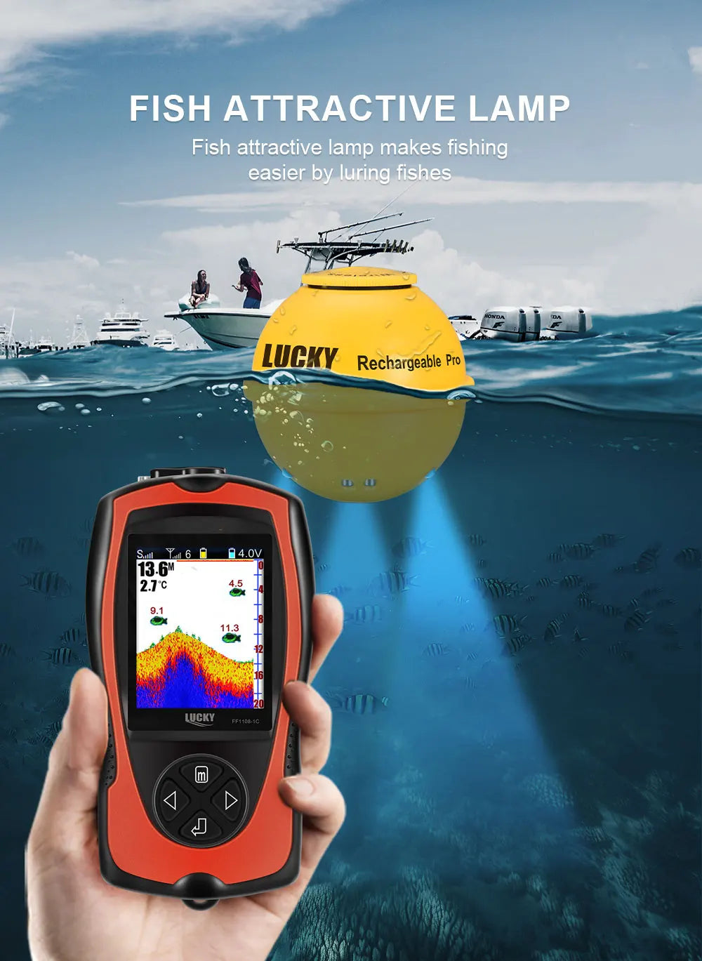 Sonar sans fil rechargeable pour la pêche